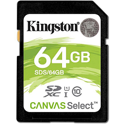 SD 64Gb Kingston Class 10 UHS-I U1 V10 Canvas Select Plus (100 Mb/s)