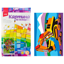 Картина по номерам Lori "Сильный экскаватор" A4, с акриловыми красками, картон, европодвес Ркн-030