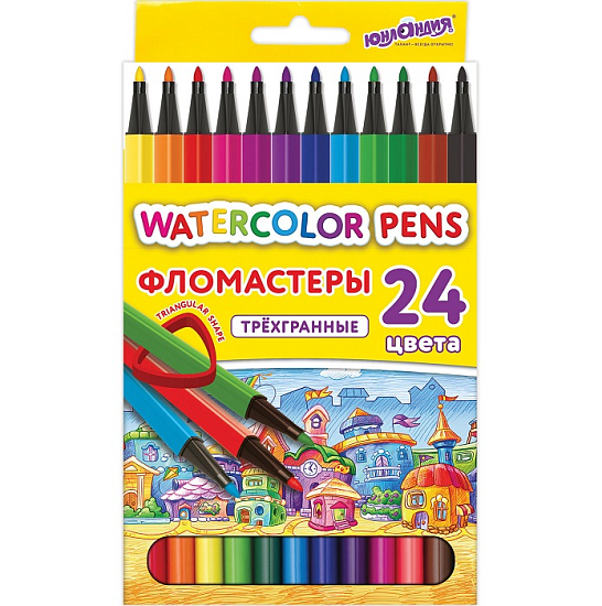 Фломастеры ЮНЛАНДИЯ "ДОМИКИ", 24 цвета,  152183