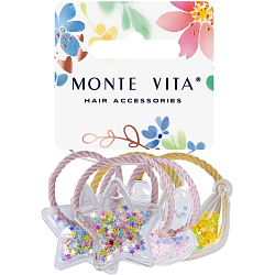Резинки для волос НАБОР 6 шт, 0,3*14 см, с шармиками, разные цвета MONTE VITA 457068