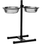 Подставка с мисками, 2×1.5 л, высота 50 см, разборная, чёрная