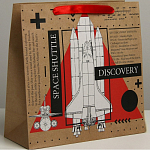 Пакет подарочный крафтовый квадратный, упаковка, «Space», 30 х 30 х 12 см