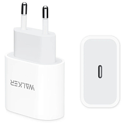 Сетевое ЗУ 1Type-C 3A WALKER WH-39 белое, кабель Type-C, 25Вт