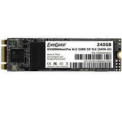 Накопитель SSD M.2 240Gb ExeGate NextPro UV500TS240, 2280, SATA III, R/W 561/500 (EX280465RUS)
