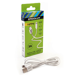 Кабель USB <--> Lightning  1.2м ERGOLUX ELX-CDC03-C01 белый