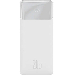 Внешний АКБ BASEUS Bipow 2 10000mAh White, Digital Display, со встроенным кабелемUSB-C 20W
