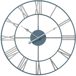 Часы настенные РУБИН "Классика" круг d=45,5см, открытая стрелка, корпус синий с серебром (4848-006)