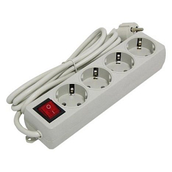 Сетевой удлинитель  2.0м ГАРНИЗОН ELB-G4-W-2, 4 евророзетки с выключателем и заземлением