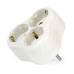 Тройник 3гн. 16А 250В с заземлением круглая белый (SBE-16-A01-3z)