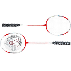 Ракетки для бадминтона ONLYTOP, алюминиевые, набор 2 шт., в чехле, цвет красный/белый