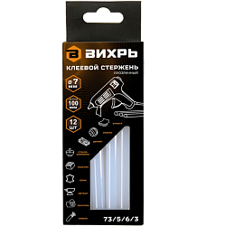 Клеевой стержень 7х100мм, 12шт. ВИХРЬ 73/5/6/3