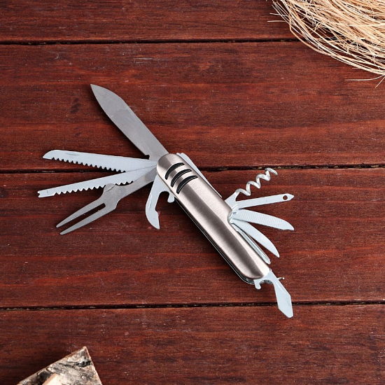 Нож швейцарский "Спасатель" 11в1 рукоять с 3 насечками 453401