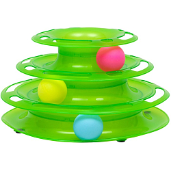 Игровой комплекс "Пижон" для кошек с 3 шариками, 24,5 х 24,5 х 13 см, зелёный   6031420
