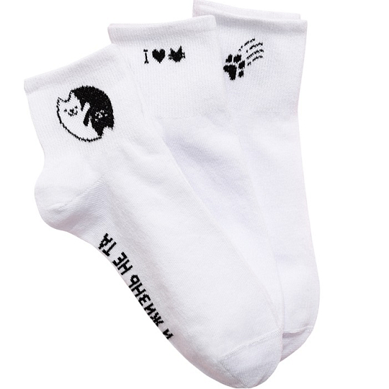 Люблю котиков носки женские (23-25, белый)
