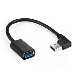 Кабель-удлинитель USB3.0  0.15м EXEGATE EX-CC-USB3-AMAF-0.15L, угловой 90-градусный коннектор (горизонтальный левый)