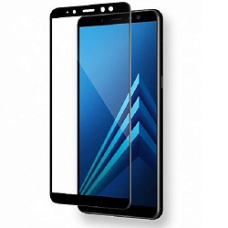 Противоударное стекло 5D NONAME для SAMSUNG Galaxy A7 (2018) черное, полный клей, в техпаке