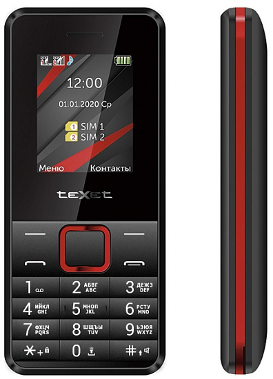 Телефон TEXET TM-207 черный-красный