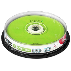 Диск DVD+RW MIREX 4,7 Гб 4X Cake Bulk-10