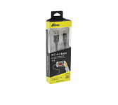 Кабель USB <--> microUSB  1.0м RITMIX RCC-411 черный, нейлоновая оплётка