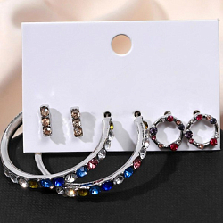Серьги набор 3 пары "Калейдоскоп" формы, цветные в серебре   5429417
