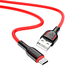 Кабель USB <--> microUSB  1.0м BOROFONE BX63, Charming, чёрный, красная вставка
