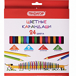 Карандаши цветные ПИФАГОР "Веселая такса", 24 цвета, шестигранные, натуральное дерево, 181808