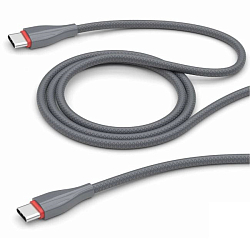 Кабель Type-C <--> Type-C  1.0м DEPPA Ceramic серый (72398)