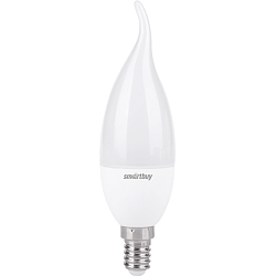Лампа светодиодная SMARTBUY C37 9.5W/3000K/E14 (свеча на ветру, матовая, теплый свет)