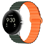 Силиконовый ремешок WB32 Универсальный 20мм на магните (dark green/orange)