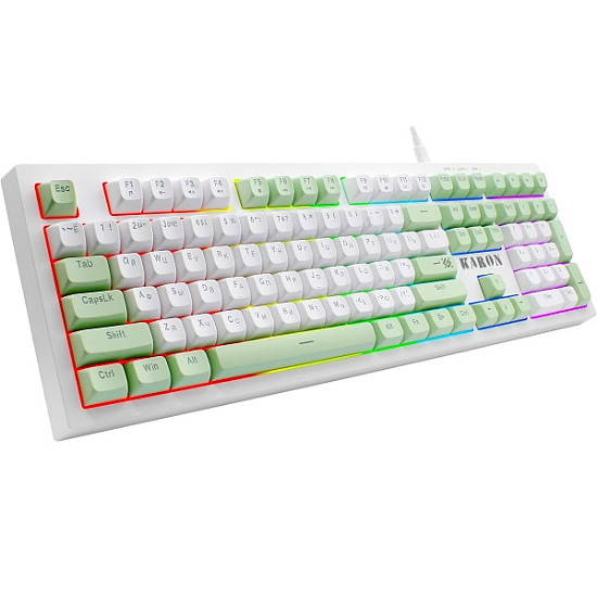 Клавиатура DEFENDERа Karon GK-129 RU, белый/зеленый