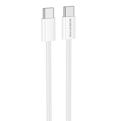 Кабель Type-C <--> Type-C  1.0м BOROFONE BX103 белый, PD60Вт