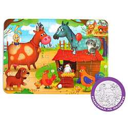 Пазл в рамке «На ферме», 34 детали + раскраска 4659721