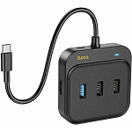 USB-Хаб HOCO HB38, Easy, HDTV+SD/TF+USB3.0+USB2.0*2+PD100W, кабель Type-C, чёрный