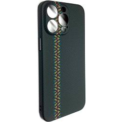 Задняя накладка LUXO для iPhone 15 Pro, закрытая камера, черный, карбон, разноцветные узоры