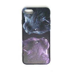 Задняя накладка GRESSO. Коллекция Пушистики-принт 1 для iPhone 7/8/SE 2020) черный