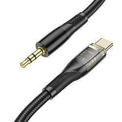 Кабель Jack 3.5 <--> Type-C  1.0м HOCO UPA25, Discovery edition, чёрный