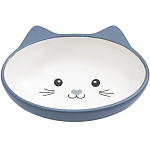 Миска керамическая «Кошачья мордочка» 200 мл - 14×12×3.5 см, серая/белая