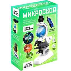 Микроскоп, с планетой, держатель для телефона, подсветка, увеличение x100, x400, x1200 10180692