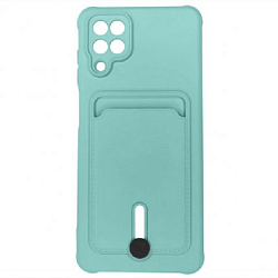 Задняя накладка ZIBELINO Card Holder для Samsung Galaxy A12 (мятный) с выталкивателем