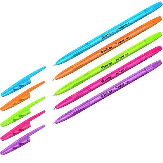 Ручка шарик. синяя 1мм ""Tribase Neon" корпус ассорти Berlingo CBp_70932/4260107491729