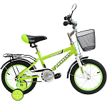 Велосипед TORRENT Saturn, Зеленый (1 скорость, добавочные колеса, рама сталь, колеса 14", корзина) (14" / 9,5")