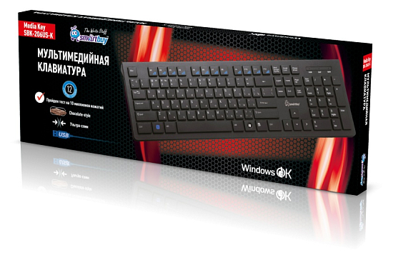 Клавиатура SMARTBUY 206 USB Black (SBK-206US-K) Slim