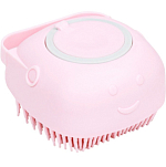 Щётка для мытья и массажа животных, с емкостью для шампуня, розовая   9878786