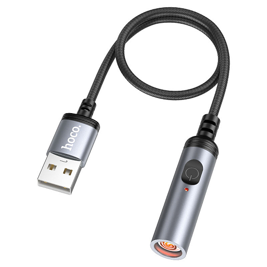 Прикуриватель, USB HOCO, UA30, серебряный