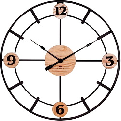 Часы настенные РУБИН "Лофт" из металла, d=35 см, открытая стрелка (3515-001)