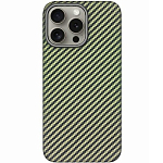 Задняя накладка K-Doo Kevlar для iPhone 15 Pro Max, под карбон, зелёный