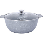 Кастрюля-жаровня 3л KUKMARA жмс32а, светлый мрамор, со стеклянной крышкой