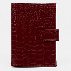 Обложка для автодокументов и паспорта на кнопке, цвет красный