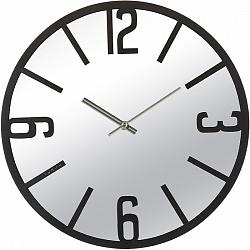 Часы настенные РУБИН "Моменты", металл + зеркало d-40 см, открытая стрелка, корпус черный (4012-001)