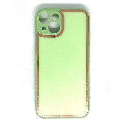 Задняя накладка AKSS для iPhone 13, салатовый, имитация стекла с защитой камеры
